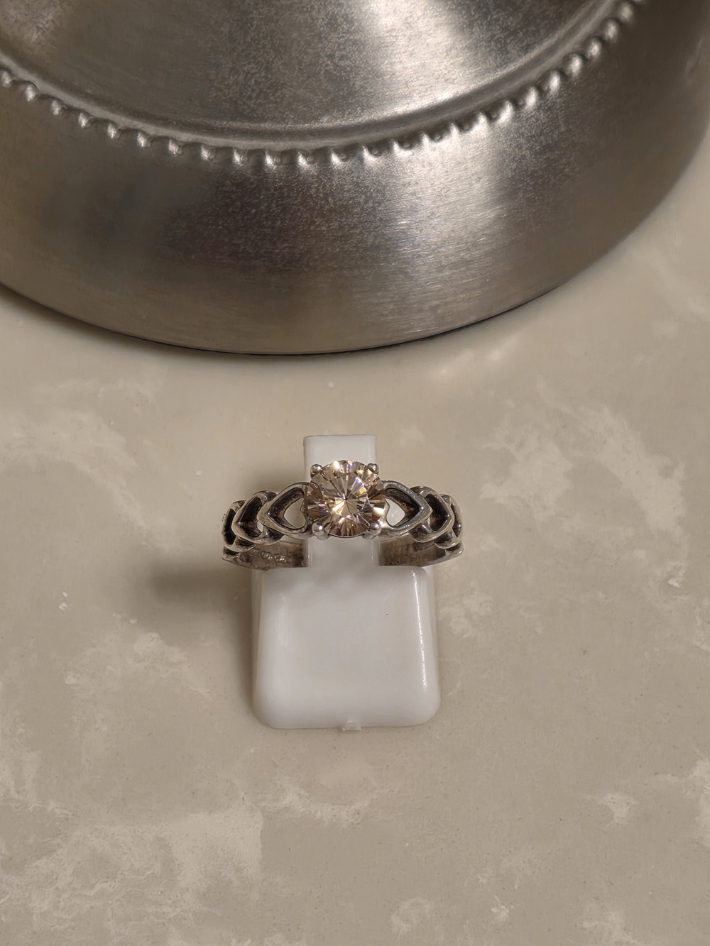 925 Silver and Pink Sapphire Ring Size 7